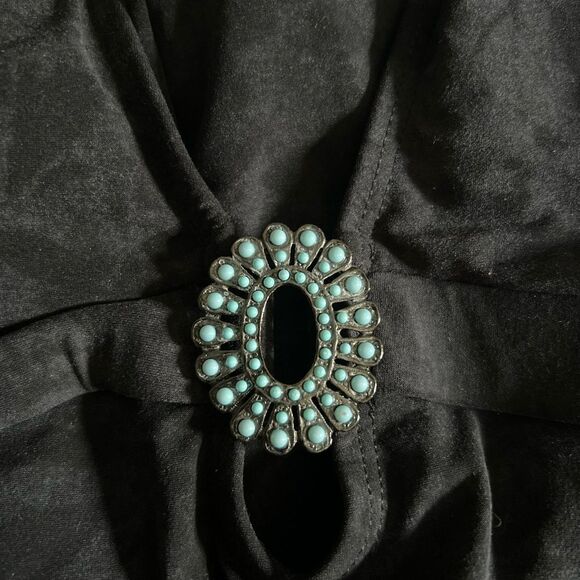 Magic suit Black One Piece Swimsuit with Plunging Neckline and turquoise size 14 - Picture 6 of 6